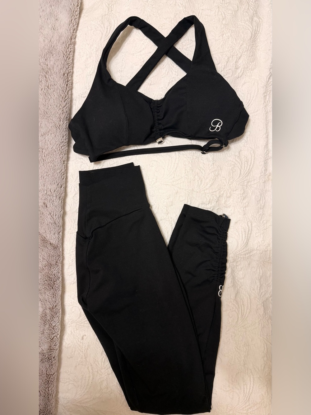 Black Leggings and Sports Bra Set (small leggings XS bra)